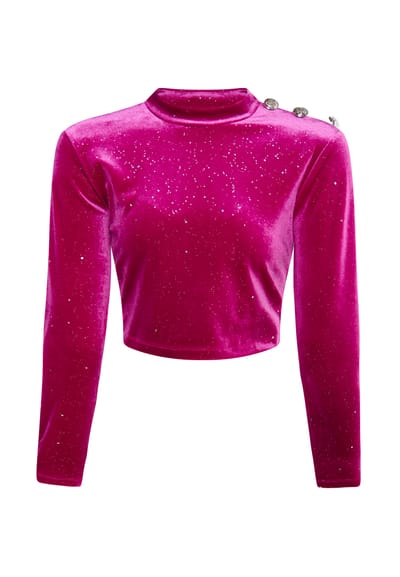 Faina Fluwelen overhemd met glitters Dames roze