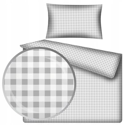 Kinderbeddengoed Katoen Grijs-Wit Geruit 90x120 cm