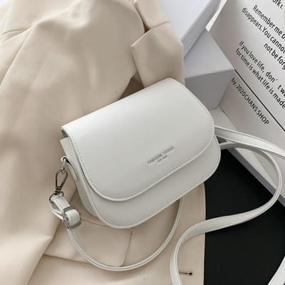 Sac à bandoulière de selle tendance pour femmes, sac à main en cuir PU Simple, sac à main à rabat de couleur unie, pochette 19*7*15cm blanc