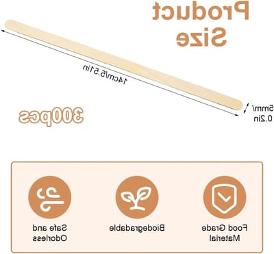 Houten Roerstaafjes voor Koffie, Thee en Melk - 300 Stuks van 5,5 Inch voor Dranken en Creatieve Projecten
