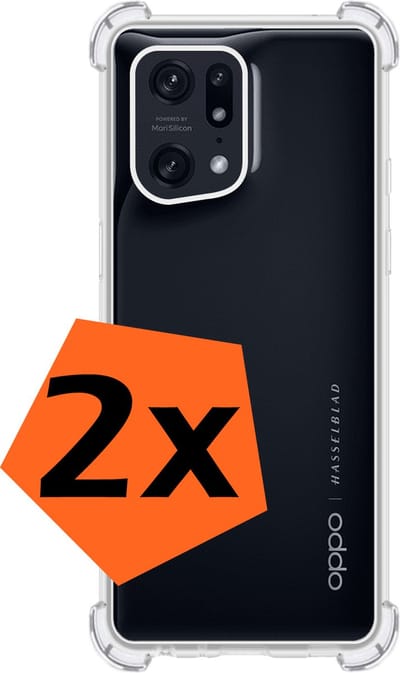 Hoes - 2 Stuks - Geschikt voor OPPO Find X5 - Sterk & Shockproof - Siliconen Case - Back Cover - Telefoon Hoesje Shock Proof - Transparant