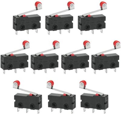 carmdering - Mikroschalter - Miniatuurschakelaar - SPDT Schakelaar - Waterdicht En Stofdicht - Rolhefboom Met Automatische Reset - Robuust Kunststof - Compact Ontwerp Voor Hoge Belasting - Ideaal Voor Industrie En Hobby - 10 Stuks