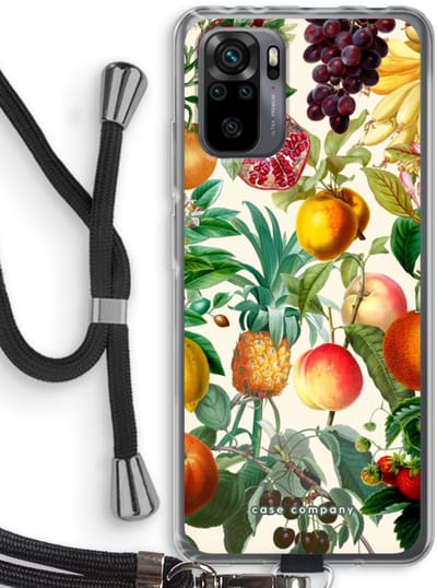 Case Company® - Hoesje met koord geschikt voor Xiaomi Redmi Note 10 Pro hoesje met Koord - Classic Flora - Telefoonhoesje met Zwart Koord - Bescherming aan alle Kanten en Over de Schermrand