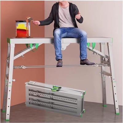 Verstelbare Steiger - Werkplatform Vouwsteiger - Huisreparaties - 5 Hoogte-instellingen - 140cm - 200cm - Grijs