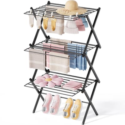 Unyqoos ® Multifunctioneel Opvouwbaar Droogrek voor Binnen en Buiten met Drie Niveaus
