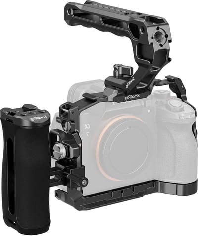 Geavanceerde Cage Kit voor Sony Alpha 7 V, 7R V en 7 IV met Snelle Ontgrendelingsplaat, Handgrepen en HDMI Kabelklem
