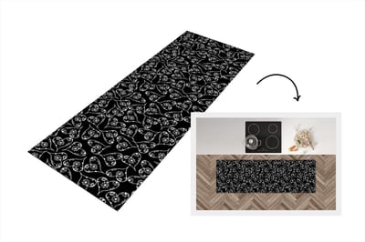 Keukenloper - Loper keuken - Meisjes - Hart - Bloemen - Patronen - 150x50 cm - Keukenloper vinyl