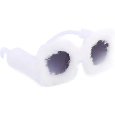 7 Kleuren UV400 Bescherming Pluche Zonnebril Ronde Vorm Frame voor Dames PC Schattige Pluche Zonnebrillen UV Bescherming Zonnebrillen