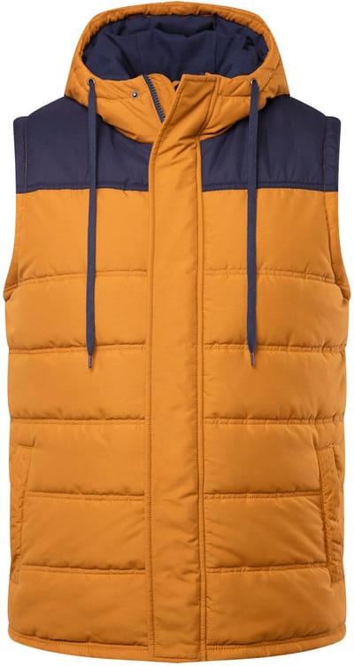 Men Plus - Heren - Outdoor-bodywarmer tweekleurig capuchon - Sandelhout - Maat 3XL