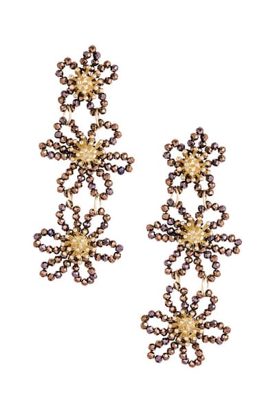 Statement oorbellen - Earrings - Flower Party - Bruin