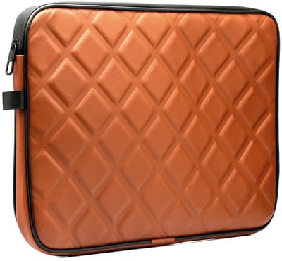 Laptophoes, Laptoptas Leer, Laptoptas 14 inch, Pu Leren Laptoptas, Laptophoes 14 inch, Laptoptas Dames, Schokbestendig Laptop Hoes, Laptoptas Heren, Waterafstotend Laptop Case, Laptoptas Geschikt Voor Macbook, Laptop Cover, BRUIN, VİERKANTPATROON