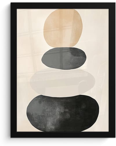 Poster in lijst - Fotolijst 30x40 cm - Posters - Japandi - Wabi sabi - Beige - Posterlijst zwart - Decoratie - Wanddecoratie woonkamer - Muurdecoratie slaapkamer