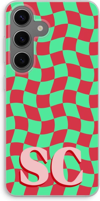 Gepersonaliseerd - Case Company® - Hoesje geschikt voor Samsung Galaxy S24 hoesje - Grid Monogram - Soft Cover Telefoonhoesje - Bescherming aan alle Kanten en Schermrand