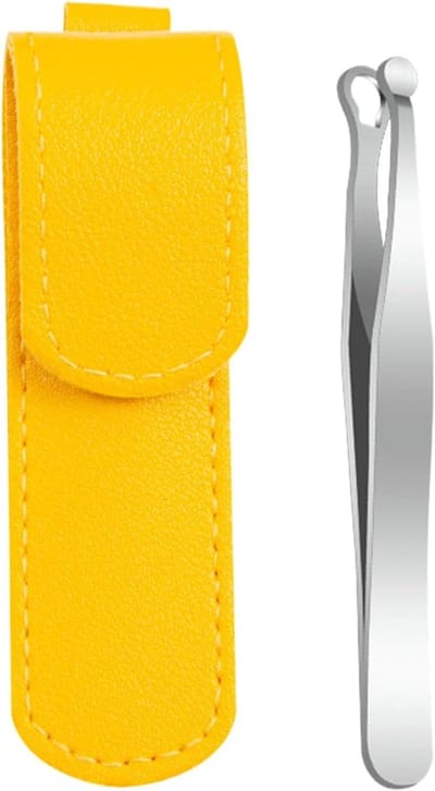 Gebogen Neuspincet - Gezichtspincet Schuine Punt - Nauwkeurig Trimmen - Roestvrij Staal - 8.9x0.5cm - Zilver