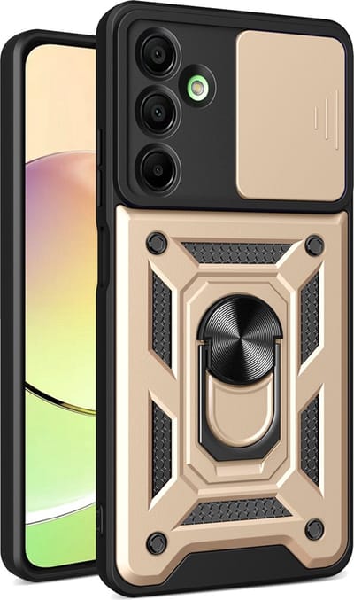 MobyDefend Hoesje - Geschikt voor Samsung Galaxy A16 - Pantsercase Met Draaibare Ring - Goud