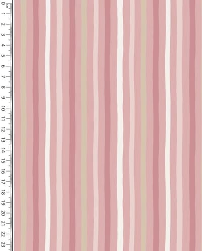 Poplin Katoen Stof Bedrukt - Rotation Toff Stripes Oud Roze - 1 Meter