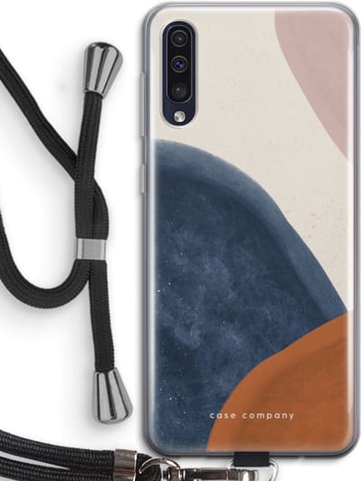Case Company® - Hoesje met koord geschikt voor Samsung Galaxy A50 hoesje met Koord - Geo #1 - Telefoonhoesje met Zwart Koord - Bescherming aan alle Kanten en Over de Schermrand