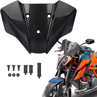 Winddeflector Motorfiets - Luchtstroom Deflector - Motor Bescherming - Koolstofvezel Uiterlijk - 23x17x4.5cm - Zwart