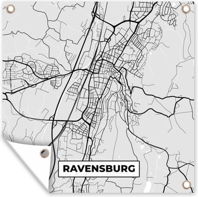 Tuin poster Duitsland - Stadskaart - Plattegrond - Ravensburg - Kaart - 200x200 cm - Tuindoek
