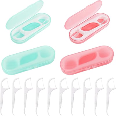 Draagbare Flosdispenser Reiskoffer Organizer - 4 Stuks Tandflossers en 40 Plectrums