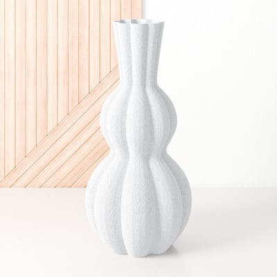 Fleuriek - Kleine vaas Wit - H30 cm - Bolvaas voor droogbloemen of als decoratieve bloemenvaas, ronde design vaasjes van bio-kunststof - Vaas met structuur