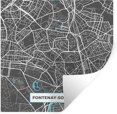 Muurstickers - Sticker Folie - Fontenay-sous-Bois - Frankrijk - Kaart - Plattegrond - Stadskaart - 100x100 cm - Plakfolie - Muurstickers Kinderkamer - Zelfklevend Behang XXL - Zelfklevend behangpapier - Stickerfolie