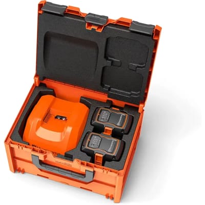 Husqvarna Power Pack BC1-UN – Accutransportbox met 2× 40-B330X accu’s en 40-C750X snellader