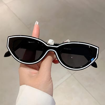 Retro Dames Kattenoog Stijlvolle Zonnebril met Trendy Lijnversieringen Stijlvolle Heren Decoratieve Bril voor Buiten