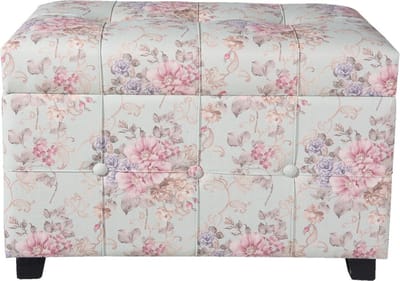 Clayre & Eef Poef 61x37x43 cm Roze Hout Bloemen