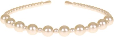 Diadeem - Ivoorkleurige Pareltjes Imitatie Groot&Klein 12mm/6mm - 12x15cm