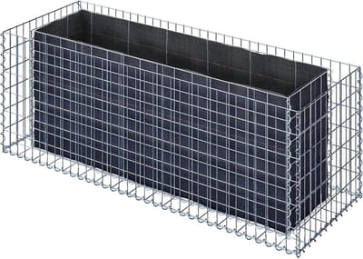 GABIONA | Schanskorven verhoogde bloembak LxHxB: 170 x 60 x 60 cm | Vierkante stenen mand als plantenbak voor de tuin | maaswijdte 5x10 cm