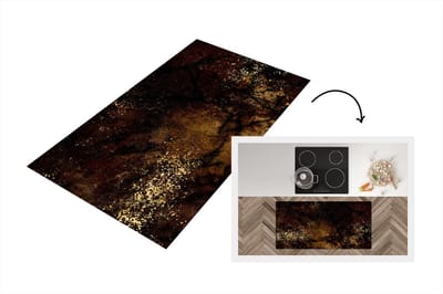 Keukenloper - Loper keuken - Gold - Zwart - Luxe - 120x60 cm - Keukenloper vinyl