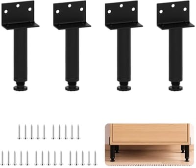 Verstelbare L-vormige meubelpoten - Antislip en roestbestendig, tot 300 kg belasting - 4 stuks - Zwart