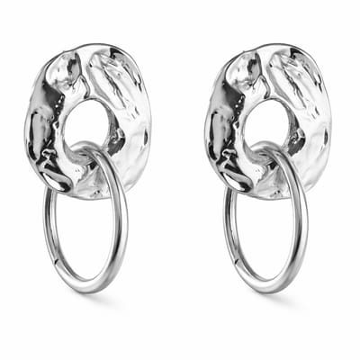 Zilver kleurige oorbellen - Zilveren oorbellen met ronde hangers - Roestvrij stalen oorbellen - Sieraden voor dames - RVS - Stainless steel - Nikkelvrij - Staal