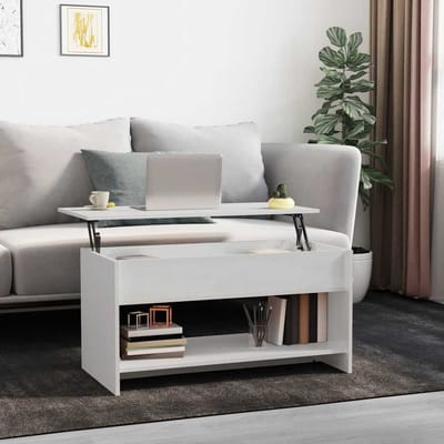 vidaXL - Salontafel - 102x50x52,5 - cm - bewerkt - hout - hoogglans - wit