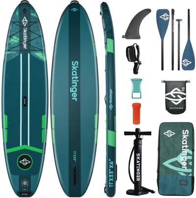 Skatinger Ice Age Green Opblaasbaar Allround SUP Board – Compleet Pakket