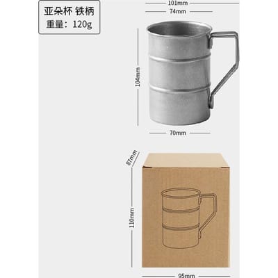 Roestvrij Staal Outdoor Kampeerbeker Draagbaar Opvouwbaar Handvat Retro Bierbekers Koffie Waterbeker Picknick Reizen Drinkgerei Tumbler About 370ml gray