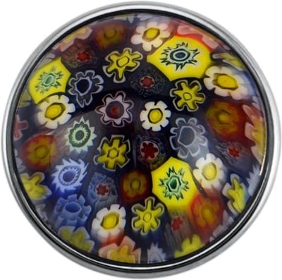 Quiges - Dames Click Button Drukknoop 18mm Multi Bloemen Glas - EBCM171
