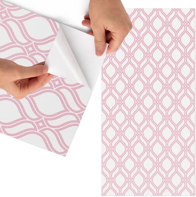 Tulup Meubelfolie - Roze elegantie Meubelfolie Zelfklevend - 65x130 cm - Wit Meubelfolie - Wrapfolie Keuken - Geometrische Meubelfolie - Decoratiefolie - Tafeldecoratie - Achtergronden en patronen