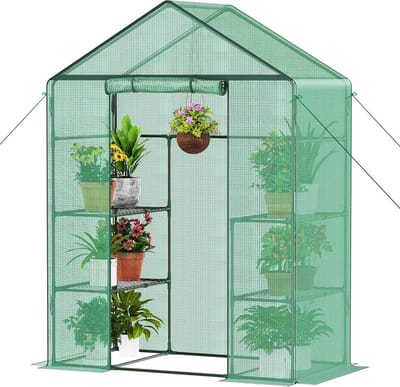 Foliekas - Broeikas Tuin - Planten Kweken - Oprolbare Deur - 143x195x73 cm - Groen
