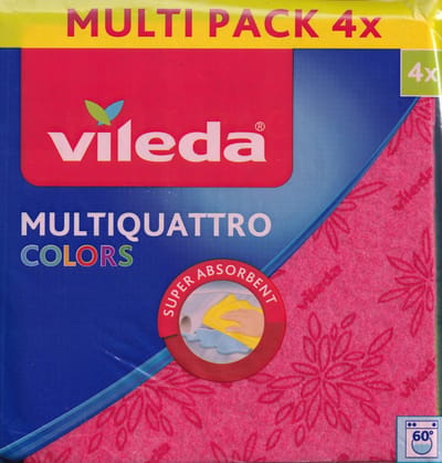 Vileda Sponsdoek - 36 x 34 cm - 4 stuks - super absorberend - 4 kleuren
