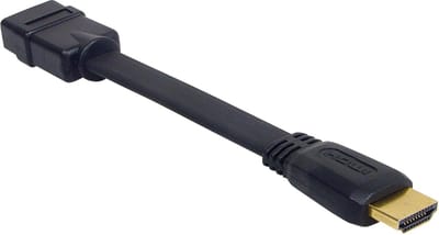 Platte vergulde HDMI mannelijk - HDMI vrouwelijk adapter kabel - 0,075 meter