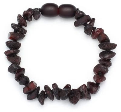 Baby/Kind – Barnsteen armbandje – Chips - Ruwe kraaltjes - 14cm - Kers