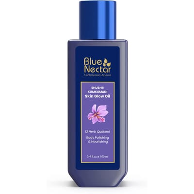 Blauwe Nectar Kumkumadi Lichaamsolie voor Stralende Huid | Hydraterende Lichaamsolie voor Droge Huid met Ontspannend Aroma | Plantaardige Formule voor Vrouwen & Mannen (12 Kruiden blue