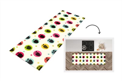 Keukenloper - Loper keuken - Appel - Stippen - Patroon - 150x50 cm - Keukenloper vinyl