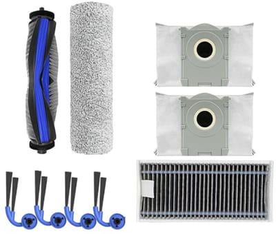 9 Stuks Accessoiresets geschikt voor Ecovacs X9/X9PRO Robotstofzuiger - Vervangende Onderdelen - 1 Hoofdborstel, 1 Mop Roller, 2 Stofzak, 1 Filter, 4 Zijborstel