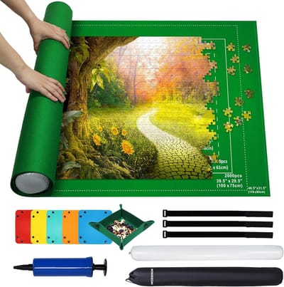 Thijox - Oprolbare Puzzelmat voor 2000 Stukjes met 1500 Pads en 6 Sorteerders, Ideaal voor Puzzelaars, Opbergmat voor Thuis, Kinderen, Feestdagen