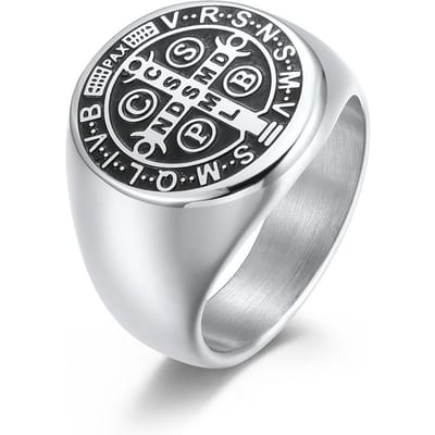 Europese en Amerikaanse Stijl Exorcist Kruis Titanium Stalen Ring Heren Roestvrijstalen Vinger Armband Sieraden 9#