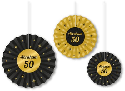 LUQ – Zwart Goud Paper Fans Abraham – Feest Verjaardag Decor – Luxe Papieren Waaiers Party Versiering – Glam Vibe