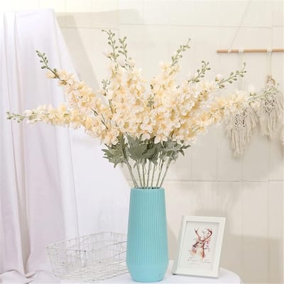 Champagnekleurig Delphinium Kunstbloem - Kunstbloemen Boeket artificial flowers bunch-Delphinium - champagne - 6 stucks